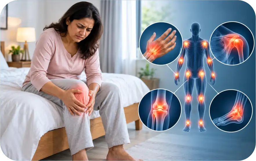 Morning joint stiffness and arthritis symptoms checked by rheumatologist in Mumbai
